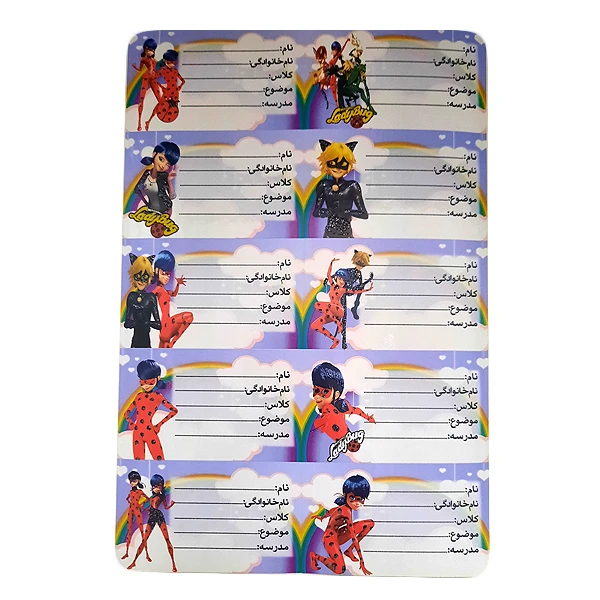 برچسب مدل اسم طرح کفشدوزکی کد L01 بسته 10 عددی