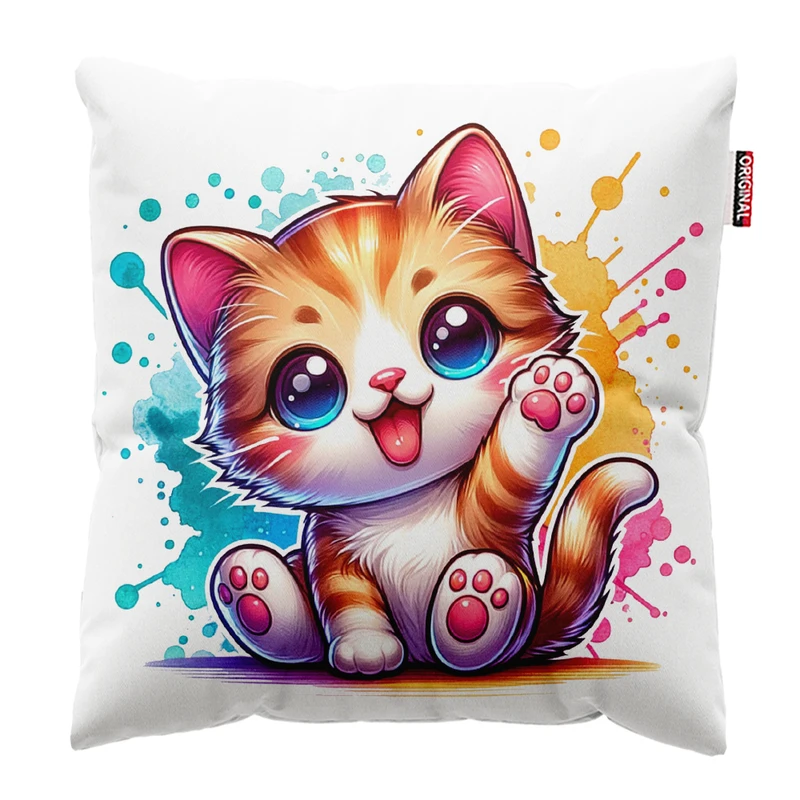 کوسن پاد آفرین مدل گربه کیوت بامزه فانتزی کد PK302022 سایز 30*30 سانتی متر