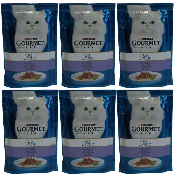 پوچ گربه گورمت مدل بره وزن 85 گرم بسته 6 عددی 
