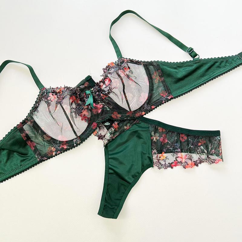 ست شورت و سوتین زنانه نوشه پوش مدل فانتزی فنردار توری کد 84014 -  - 5