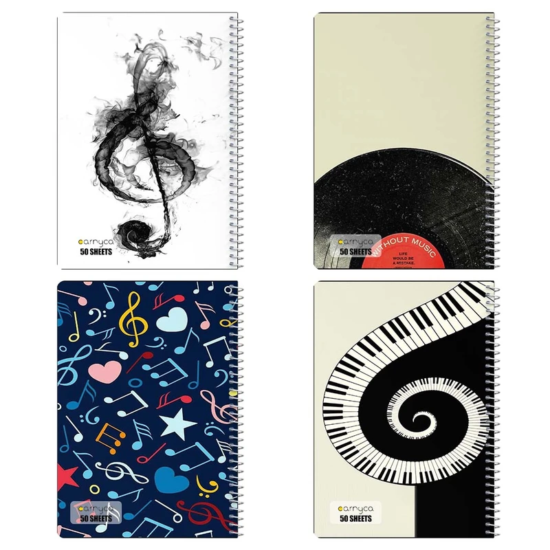 دفتر نقاشي 50 برگ کارنيکا طرح موسیقی Music کد 55975 مجموعه 4 عددی