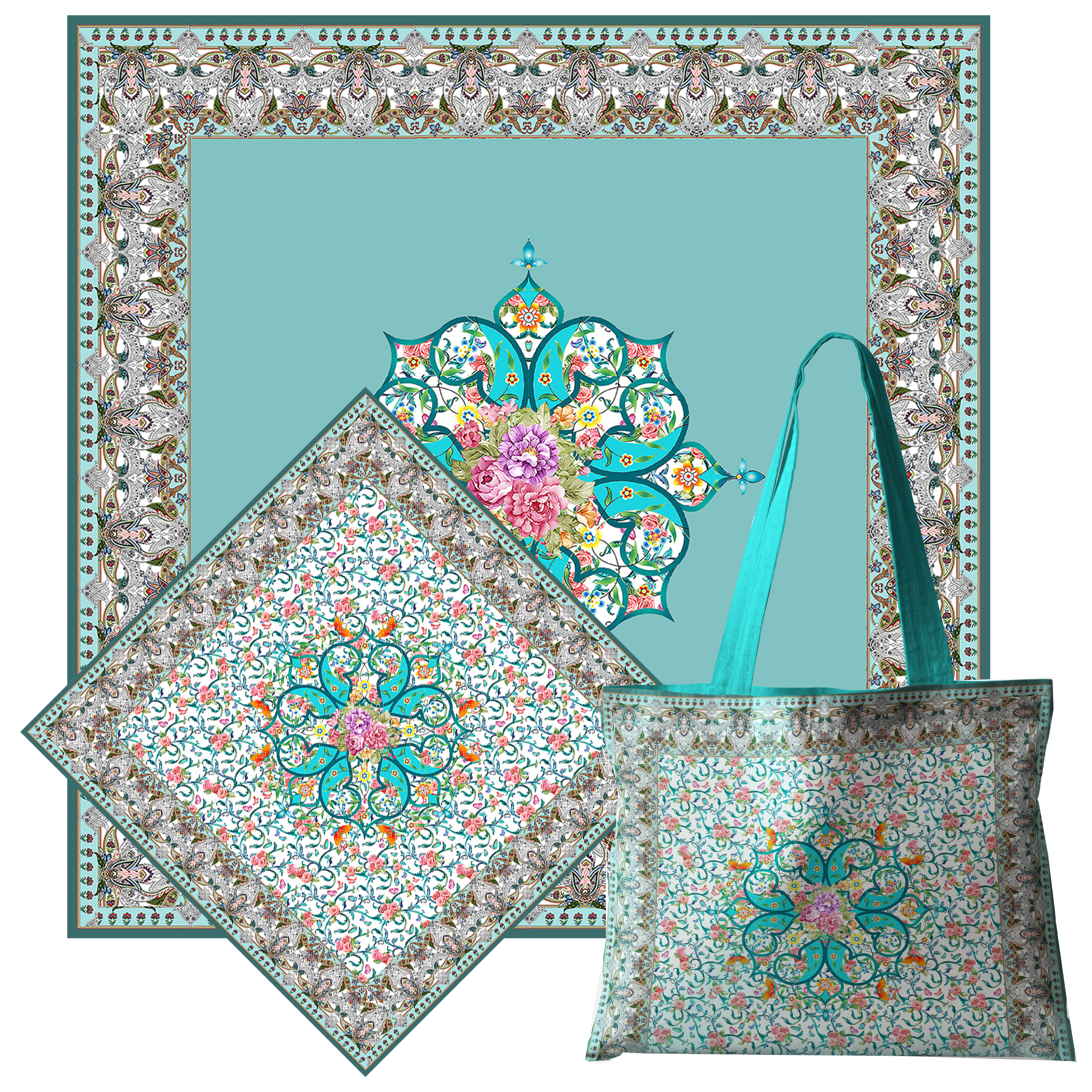 جانماز مدل گل و پروانه دورو طرح دار کد 9988