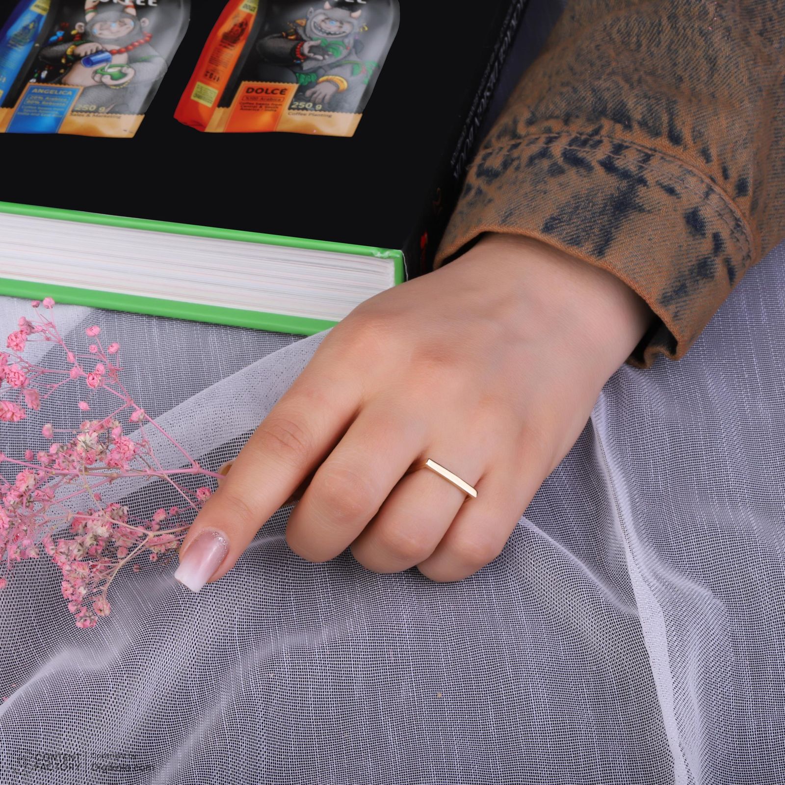 انگشتر طلا 18 عیار زنانه حافا گلد مدل r007 سایز 56 -  - 9