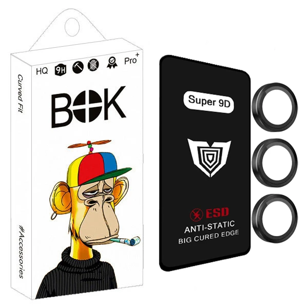 محافظ صفحه نمایش بوک مدل Super 9D Touch مناسب برای گوشی موبایل سامسونگ Galaxy a16 به همراه محافظ لنز دوربین