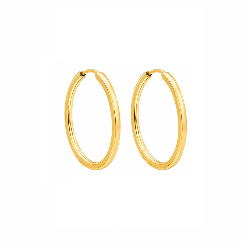 گوشواره حلقه‌ای طلا 18 عیار زنانه مان گالری مدل رینگ آیینه ای کد EA01-0030600