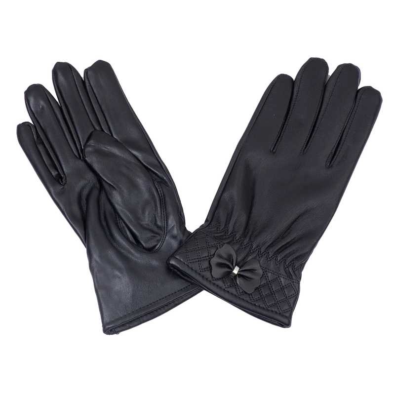 دستکش مدل چرم داخل خز طرح پاپیون