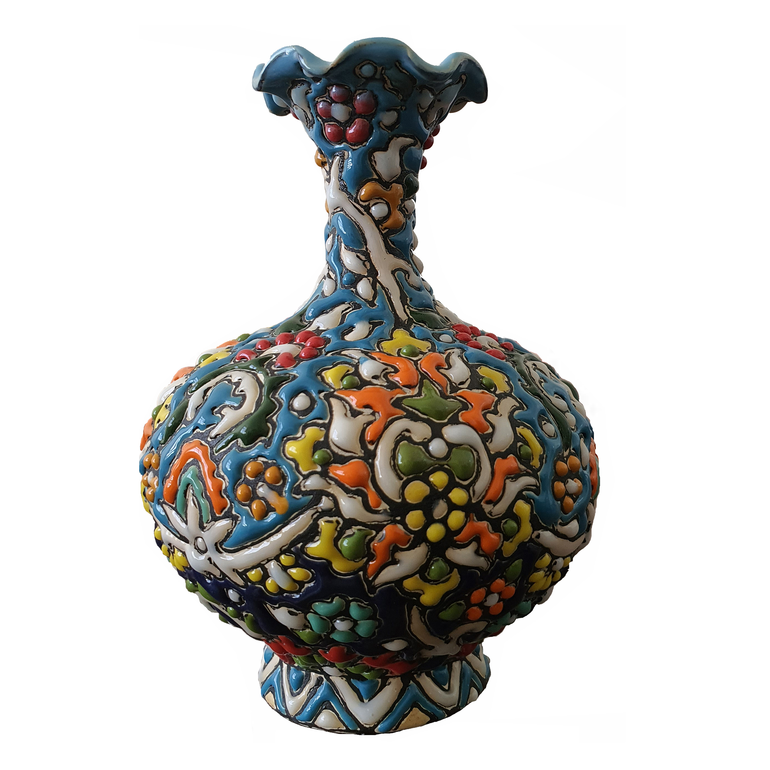گلدان میناکاری سفالی طرح نگارستان کد 3009092