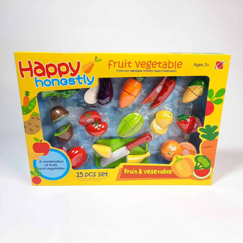 ست اسباب بازی آشپزخانه مدل برش میوه و سبزیجات کد 13 مجموعه 15 عددی