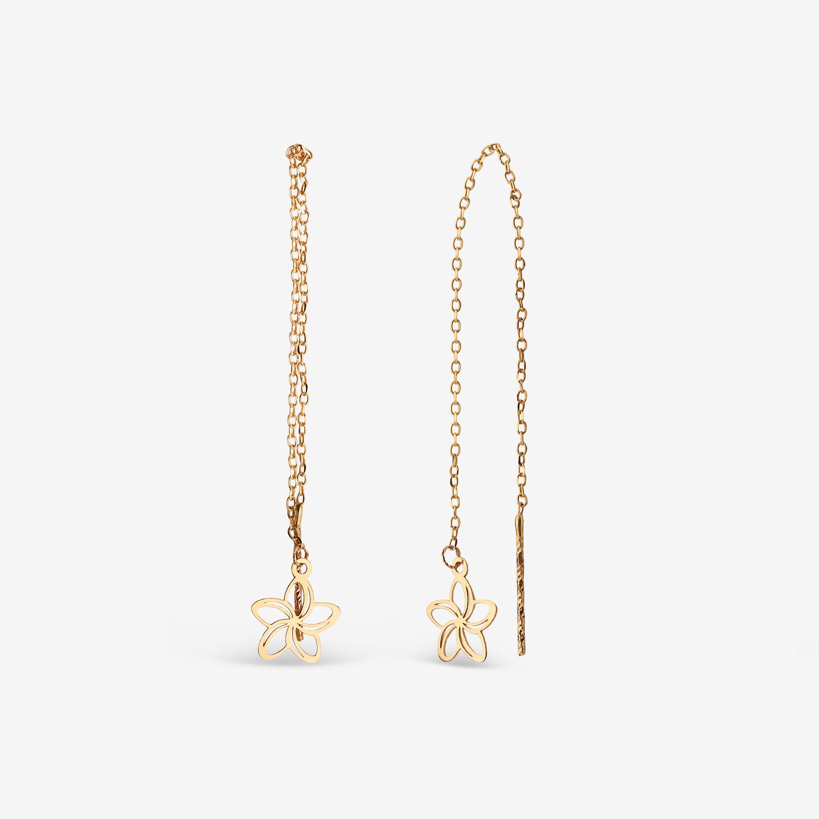 گوشواره بخیه‌ای طلا کم اجرت  18 عیار زنانه نگین مدل 111 -  - 1