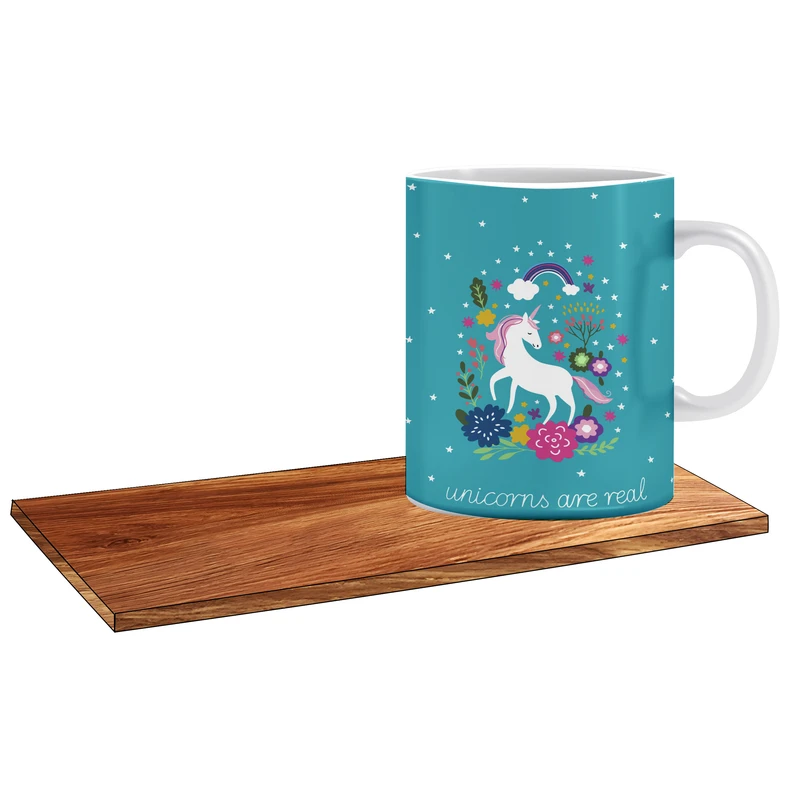 ماگ ال ایکس پی طرح دخترانه یونیکورن کد 353 به همراه زیر لیوانی