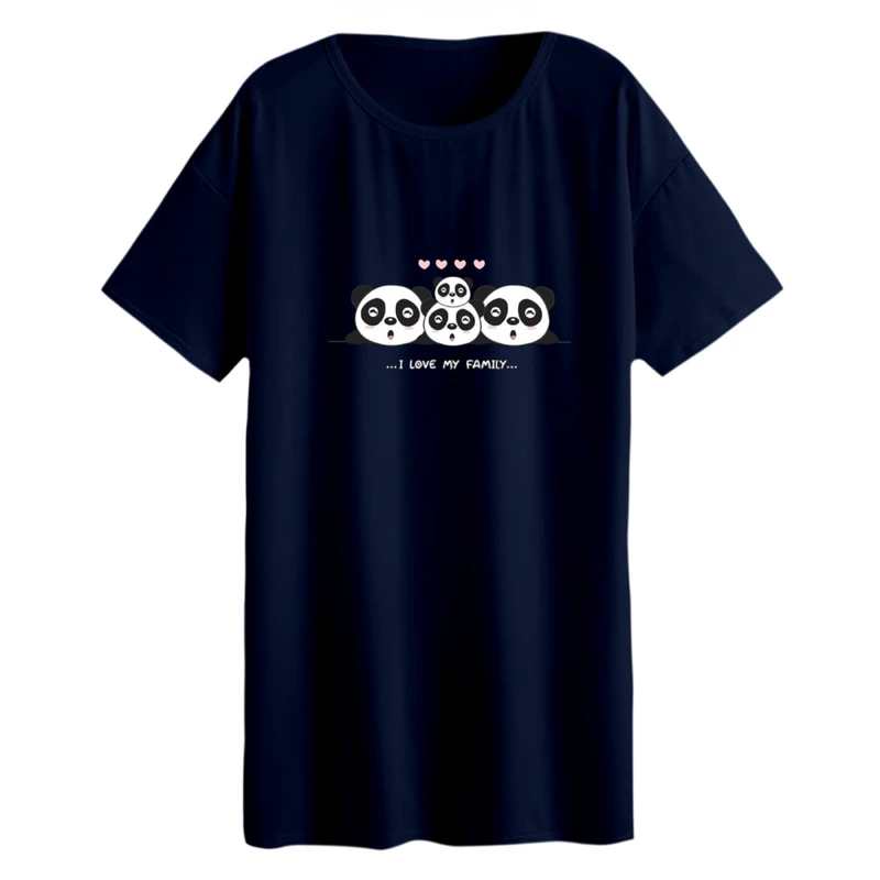 تی شرت لانگ زنانه مدل خانواده پاندا