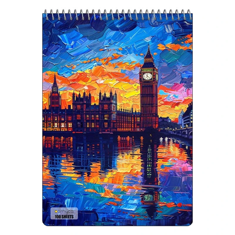 دفتر شطرنجی 100 برگ کارنیکا طرح شب پرستاره فانتزی ون گوگ Fantasy Starry Night Van Gogh کد 13415