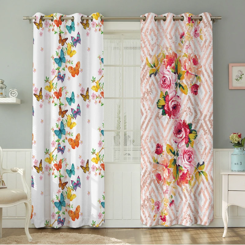 پرده نیروانا طرح گل مدل مخمل کد 4488 سایز 140×280 سانتی متر