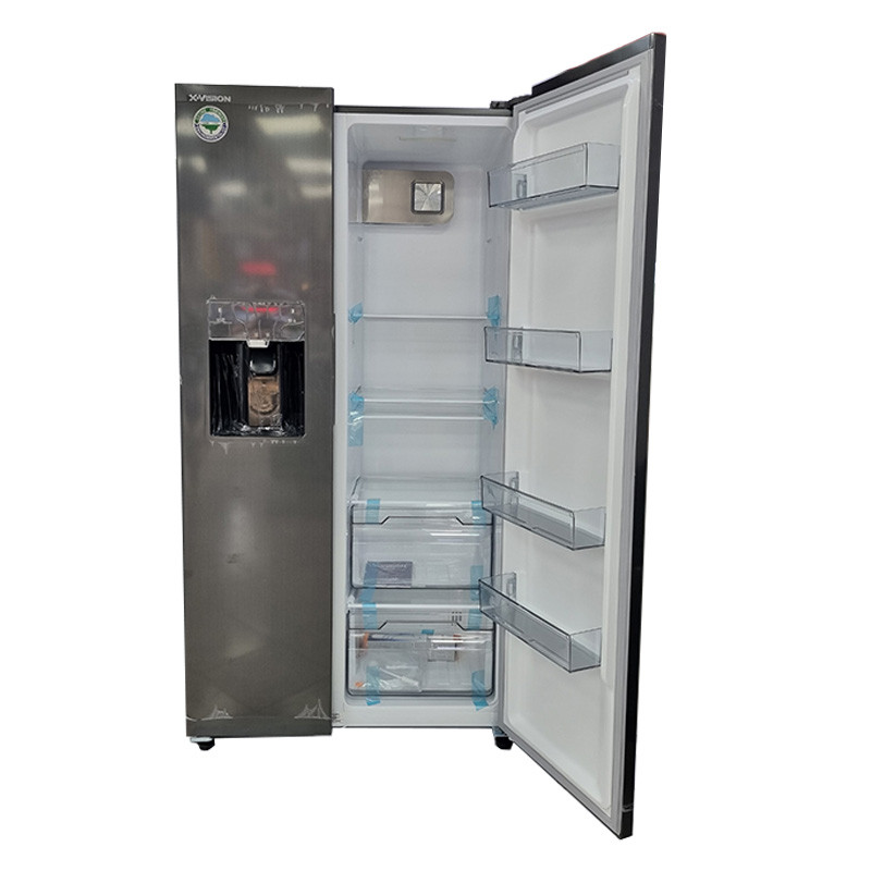 یخچال فریزر 27 فوت ایکس ویژن مدل HS550-WI/SI با ارتفاع 177، پهنای 90 و عمق 66 سانتی متر، میزان مصرف انرژی+A، دارای 4 طبقه در یخچال و 4 طبقه در فریزر، دارای سیستم نوفراست