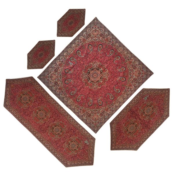 ست 5 تکه رومیزی ترمه سیمرغ یزد کد 5031 ست 5 تکه رومیزی ترمه سیمرغ یزد کد 5031