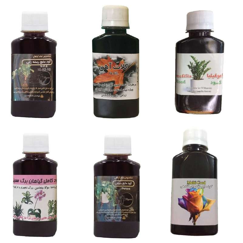 کود مایع فسفر ریشه زایی 10-52-10 و کلات آهن و کود زاموفیلیا و کود گیاهان برگ سبز و کود پتوس و کود گلدهی مدل life drop حجم 120 میلی لیتر