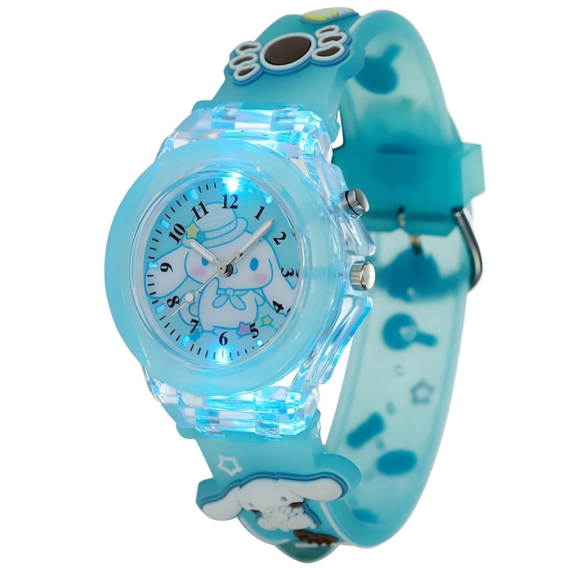 ساعت مچی عقربه‌ای کوارتز بچگانه مدل بند سیلیکونی چراغدار طرح سینامارول