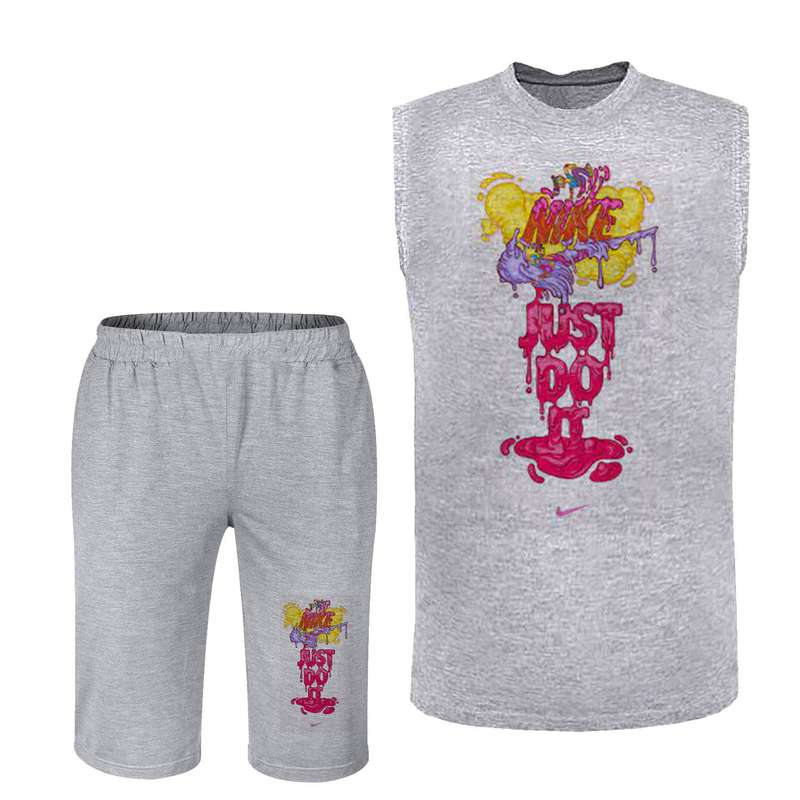 ست تاپ و شلوارک مردانه کد  25 رنگ طوسی