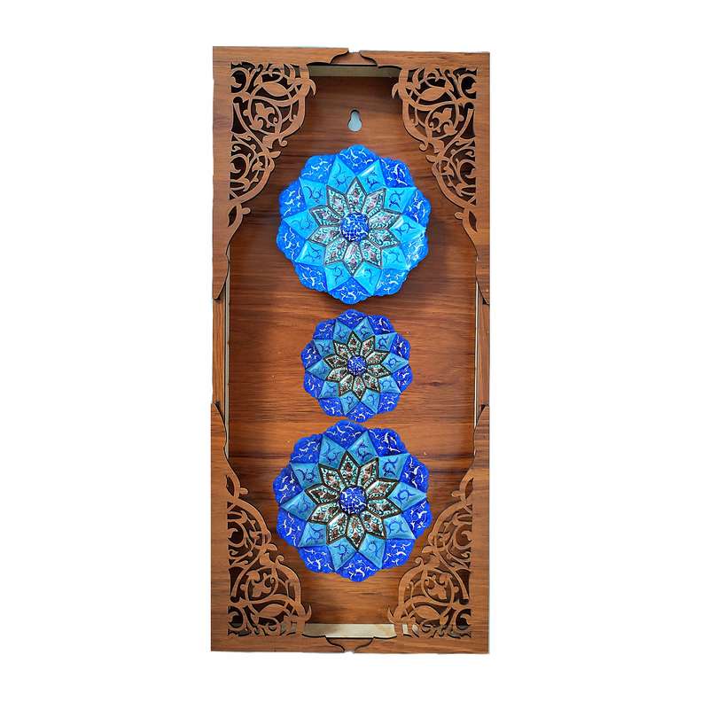 بشقاب دیوارکوب میناکاری طرح سه پر کد 320
