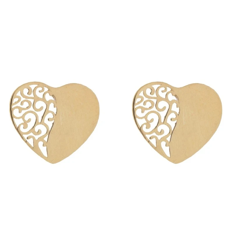 گوشواره میخی طلا 18 عیار زنانه وی وی گلد گالری مدل قلب 326598