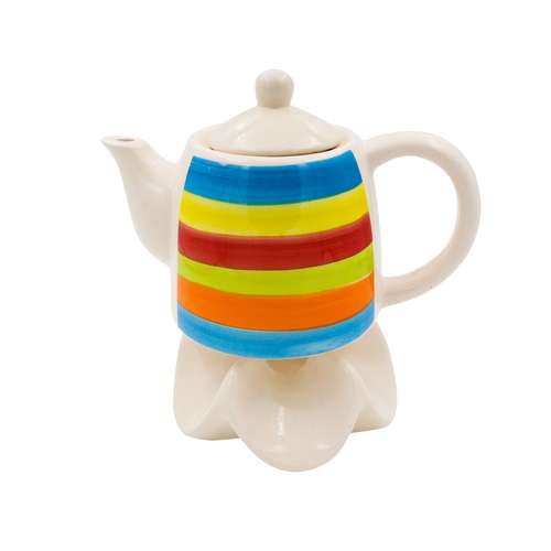 ست قوری و وارمر سرامیکی مدل رنگین کمان