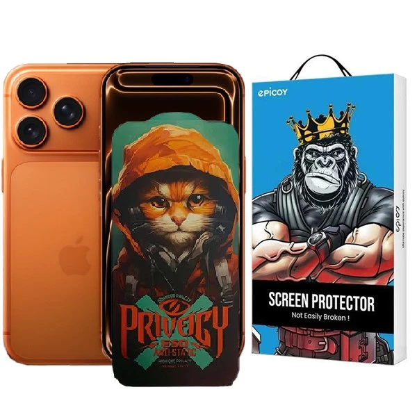 محافظ صفحه نمایش حریم شخصی اپیکوی مدل Privacy Hoodie Cat مناسب برای گوشی موبایل اپل iPhone 17 Pro / 17 / 16 Pro 