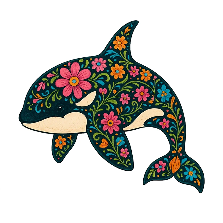 استیکر پارچه و لباس پاد آفرین مدل کارتونی کیوت فانتزی نهنگ کد S3282