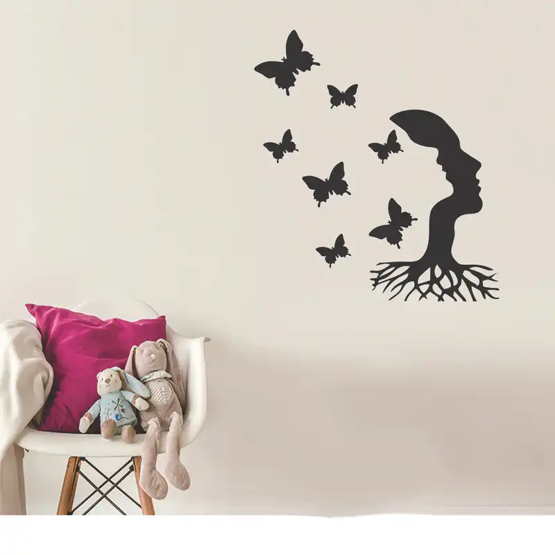 استیکر دیواری سهیل چاپ مدل زن و پروانه کد ZP01