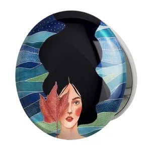 آینه جیبی خندالو طرح دخترونه مدل تاشو کد 6154 