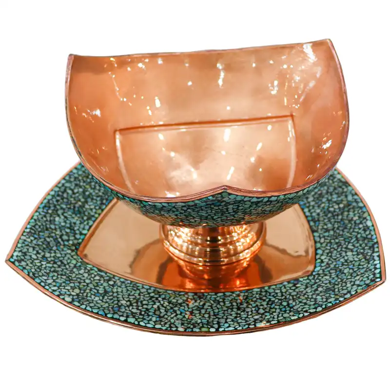 ست کاسه و بشقاب فیروزه کوبی مدل مثلثی کد 1A10p17