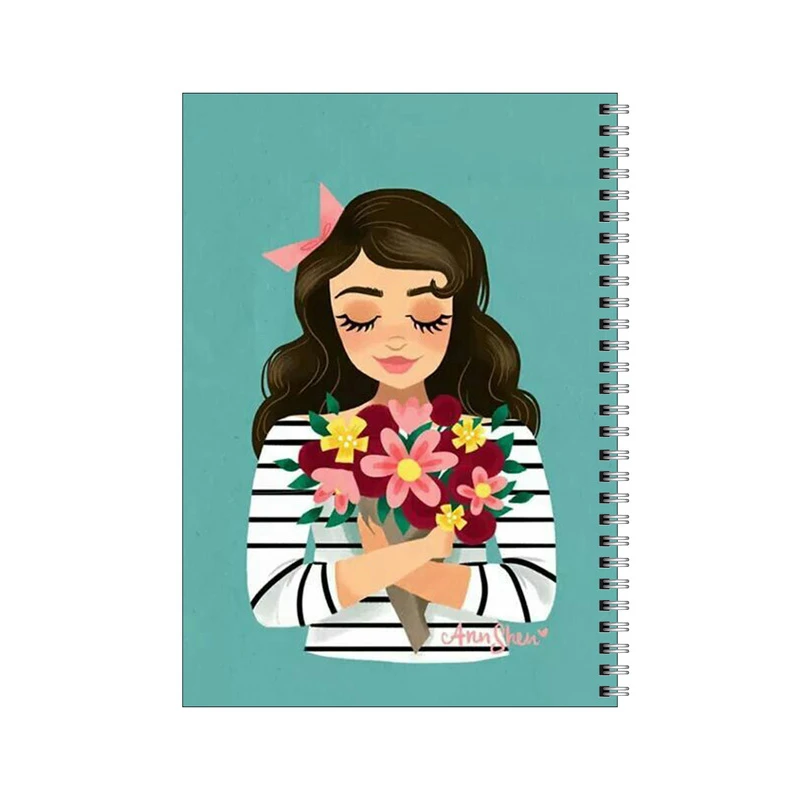 دفتر مشق 50 برگ بامبیلیپ طرح دختر و دست گل کد 7683298