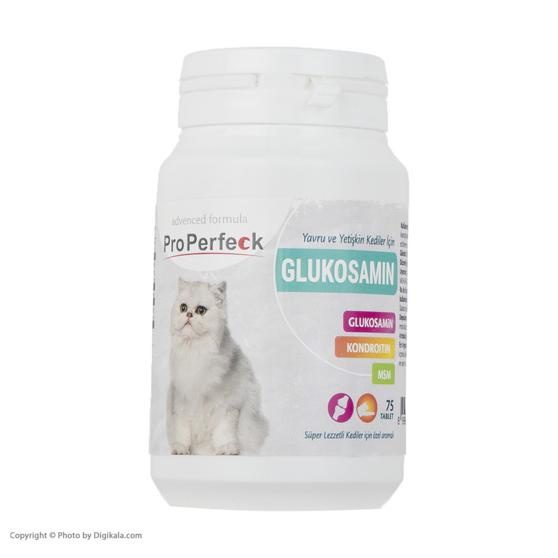 قرص مکمل گلوکوزامین گربه پروپرفک مدل Advanced formula بسته 75 عددی