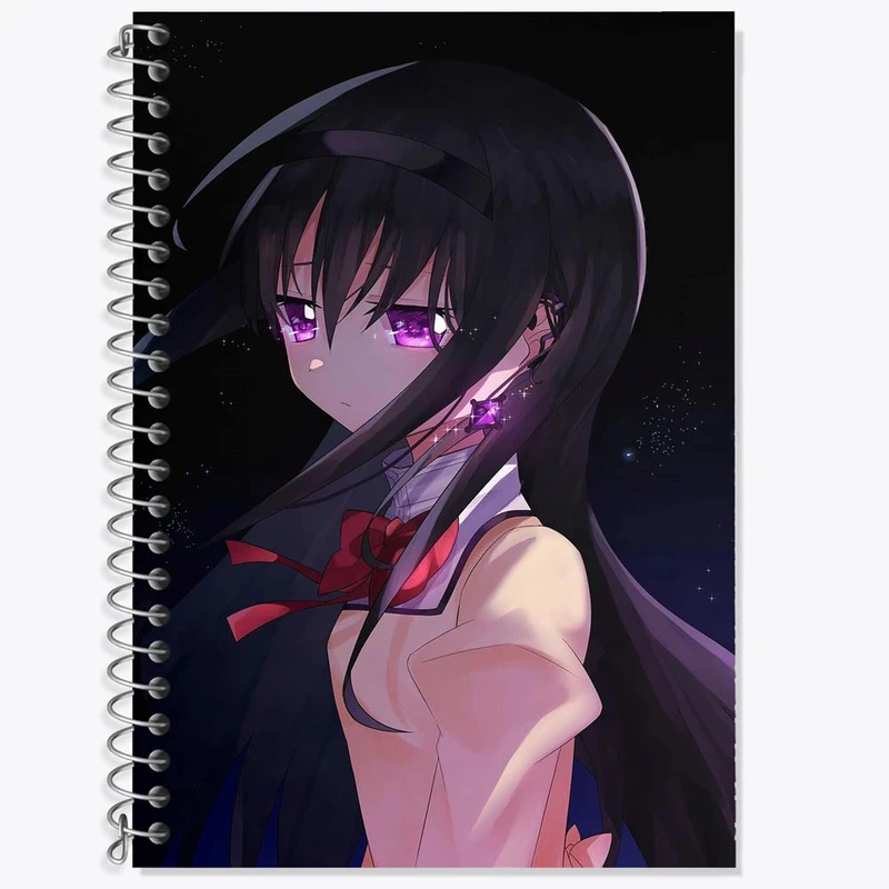 دفتر زبان 50 برگ خندالو مدل سه خط طرح همورا اکامی انیمه مادوکا مجیکا Madoka Magica کد 18416