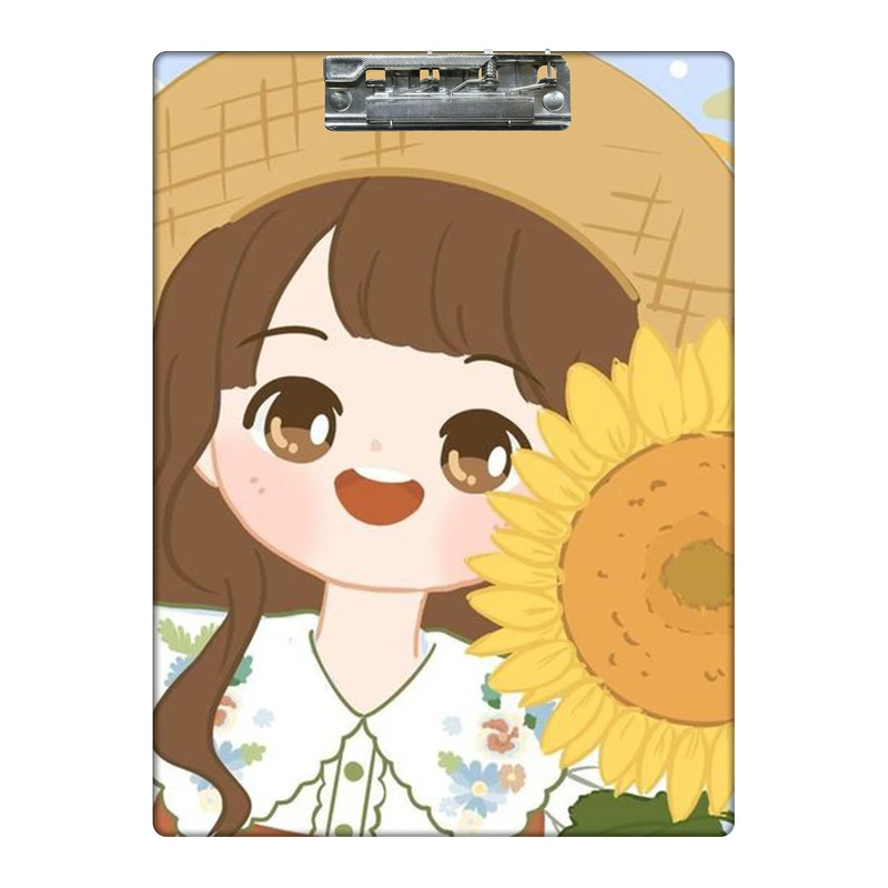 تخته شاسی طرح دختر چشم عسلی و گل آفتابگردان کد  9898069 سایز A4