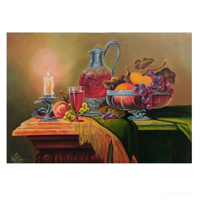 تابلو نقاشی رنگ روغن طرح طبیعت بی جان