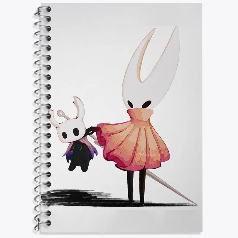 دفتر زبان 50 برگ خندالو مدل سه خط طرح بازی هالو نایت (Hollow Knight) کد 32979