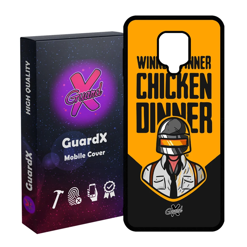 کاور گارد ایکس طرح Pubg مدل Glass10182 مناسب برای گوشی موبایل شیائومی Redmi Note 9S / Note 9 Pro / Note 9 Pro Max