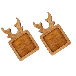 زیر لیوانی مدل چوبی طرح شاخ گوزن مجموعه دو عددی