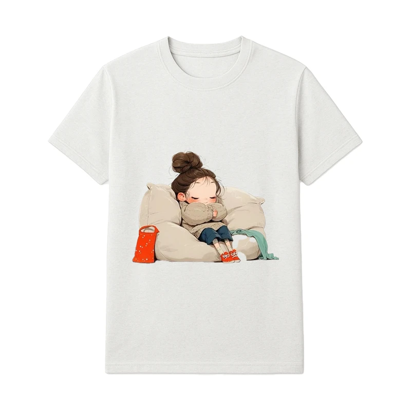 تی‌شرت آستین کوتاه راحتی دخترانه مدل استراحت