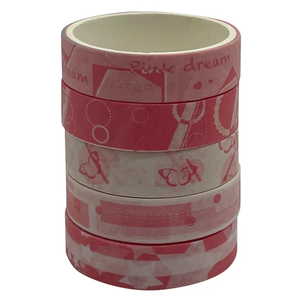 چسب نواری مدل کاغذی واشی عرض 3 سانتی متر بسته 5 عددی