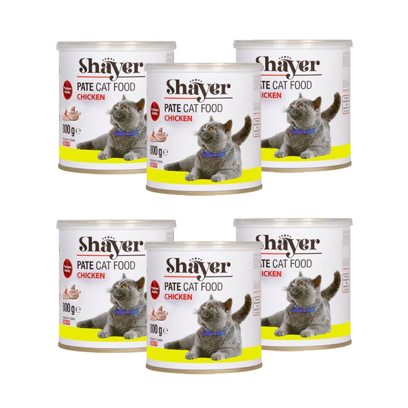 کنسرو غذای گربه شایر مدل پته مرغ وزن 800 گرم بسته 6 عددی