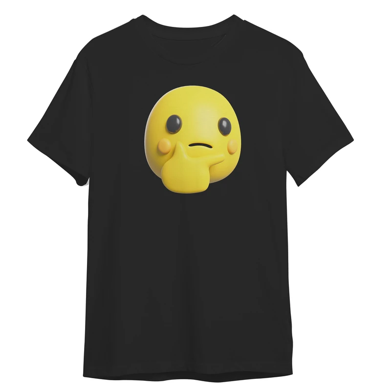 تی شرت آستین کوتاه مردانه مدل ایموجی تعجب و فکر کد 0430 رنگ مشکی