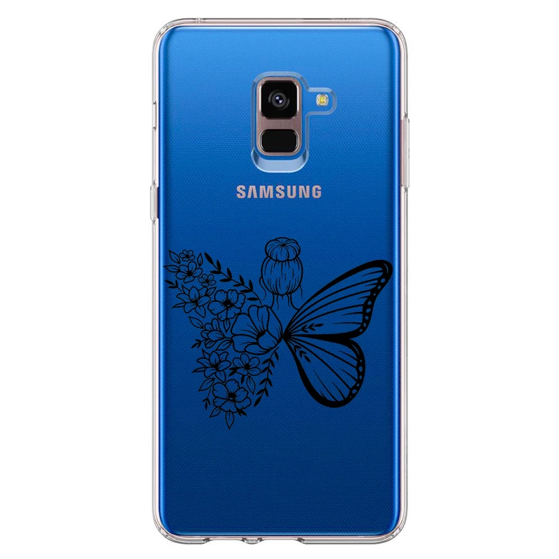 کاور مگافون طرح دختر پروانه ای مدل C53-B مناسب برای گوشی موبایل سامسونگ Galaxy A8 Plus