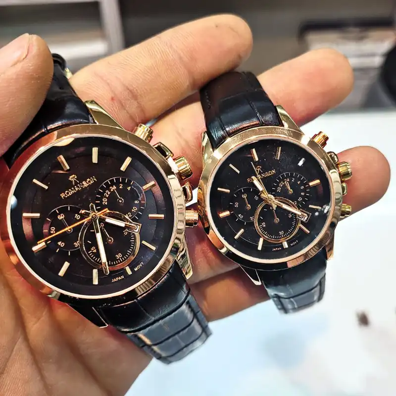 ست ساعت مچی عقربه ای زنانه و مردانه رومانسون مدل ضد آب تک موتور کد 02