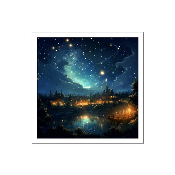 تابلو نوری بکلیت طرح منظره شهر و آسمان شب مدل W-MID-15615