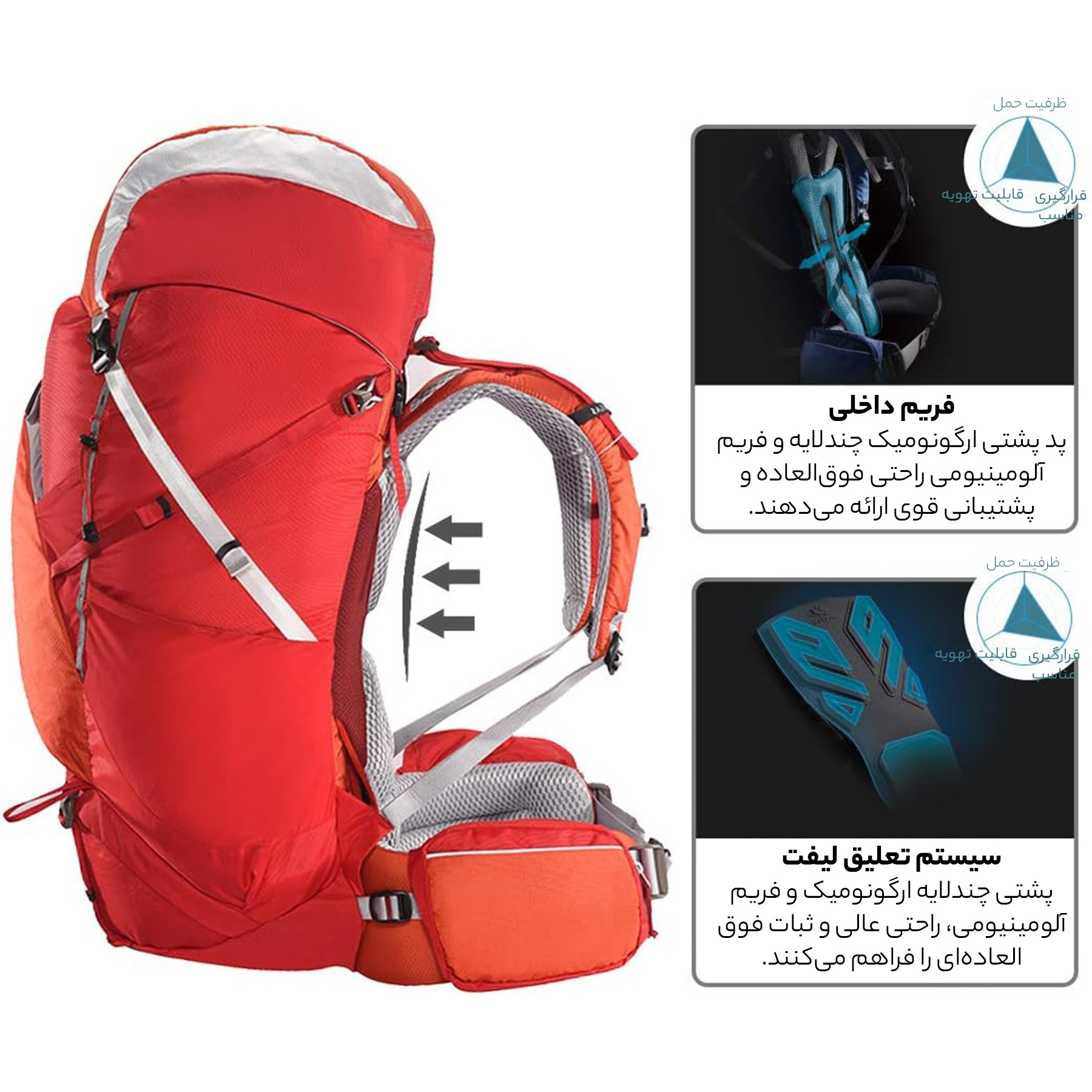 کوله پشتی کوهنوردی 5+65 لیتری کایلاس مدل RIDGEL
