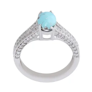 انگشتر نقره زنانه بازرگانی میلادی مدل سنگ فیروزه کد AWR_1010