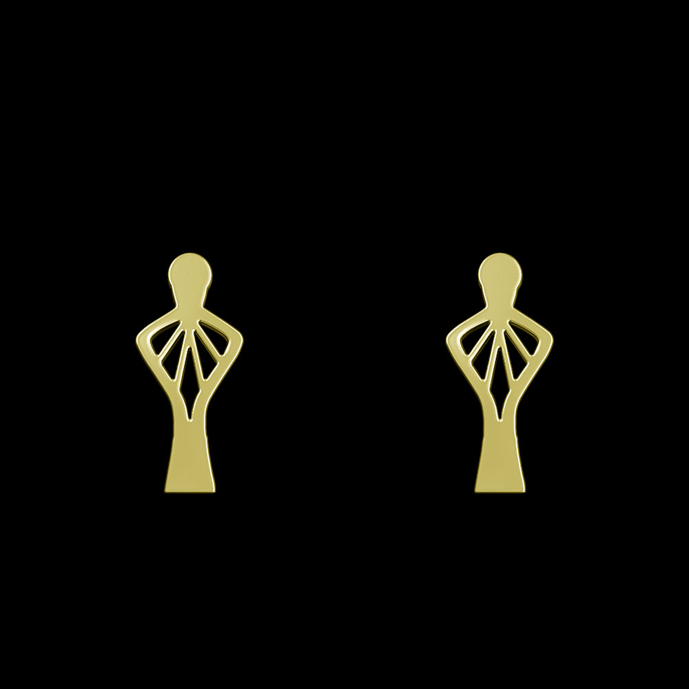 گوشواره طلا 18 عیار زنانه مدوپد مدل هندسی کد GA1-10107