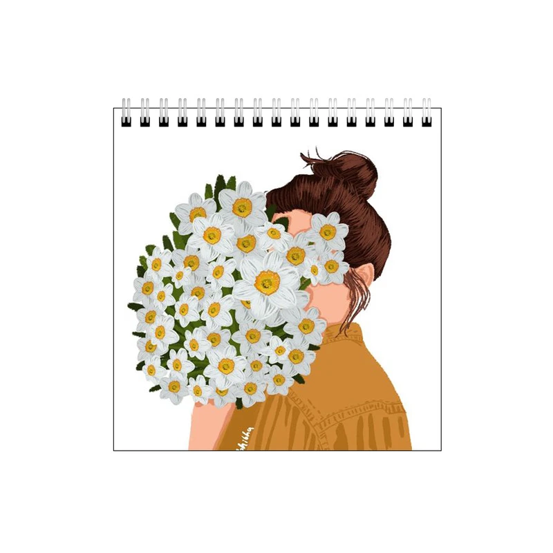 دفتر طراحی طرح دختر و گل های بابونه کد 6751892