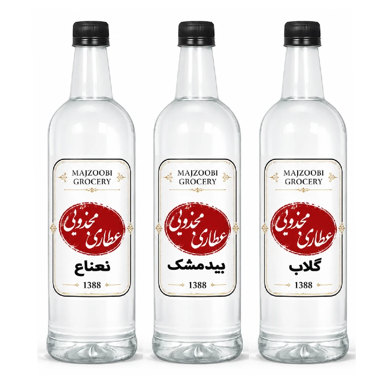 گلاب ، عرق بیدمشک ، نعناع ، عطاری مجذوبی - 1 لیتر بسته 3 عددی